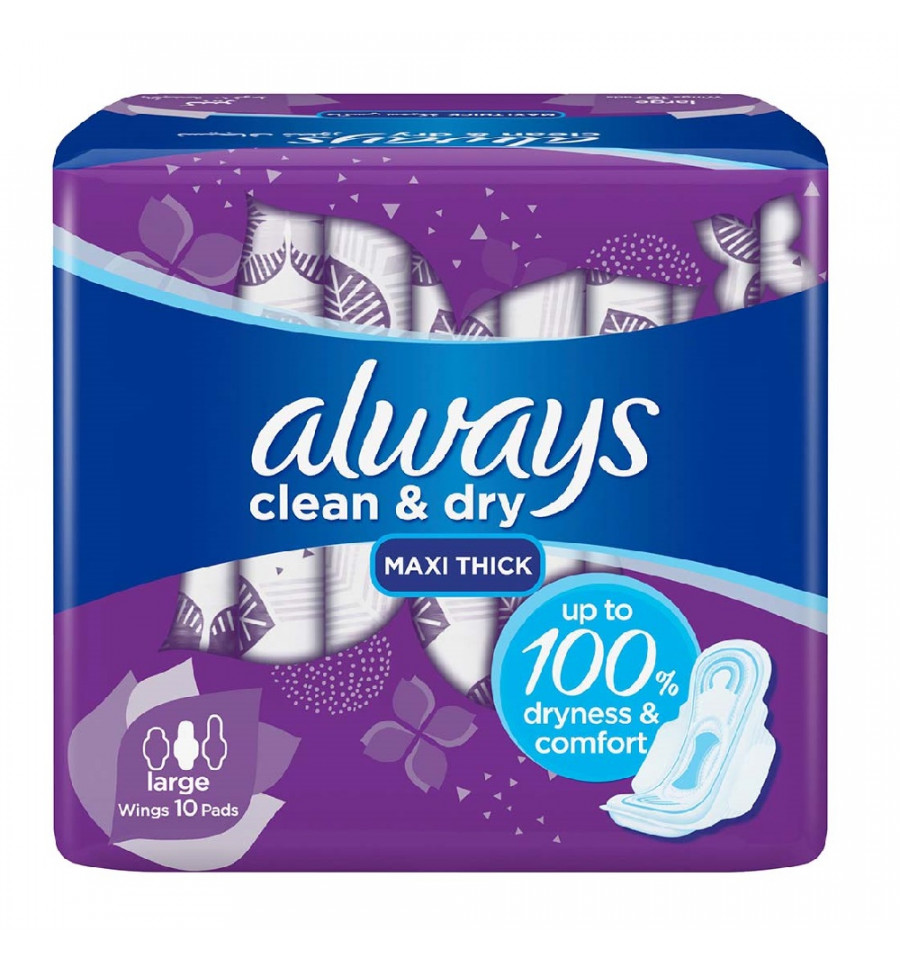 Always 10 Clean & Dry Maxi Thick Large Pads with Wings from SuperMa...